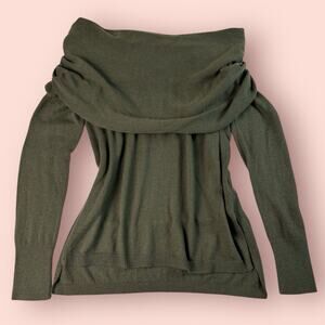 Off The Shoulder Knit Top Sweater Wool Blend Whimsigoth Women’s Small Army Green